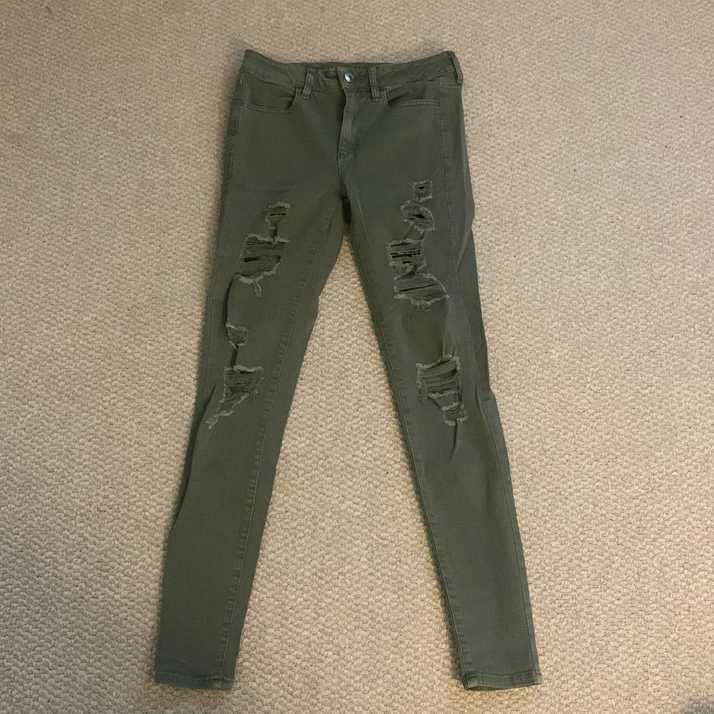 American Eagle Green Skinny Jeans